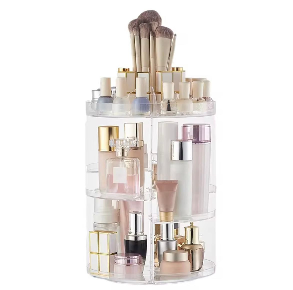 360° Rotating Makeup Organizer – Elegant Crystal Design