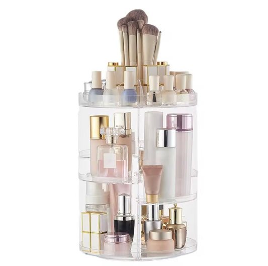 360° Rotating Makeup Organizer – Elegant Crystal Design